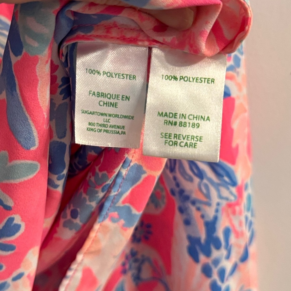 Lilly Pulitzer Elora Ruffle Sleeve Pascha Pink Aquadesiac Top Medium - Picture 5 of 8